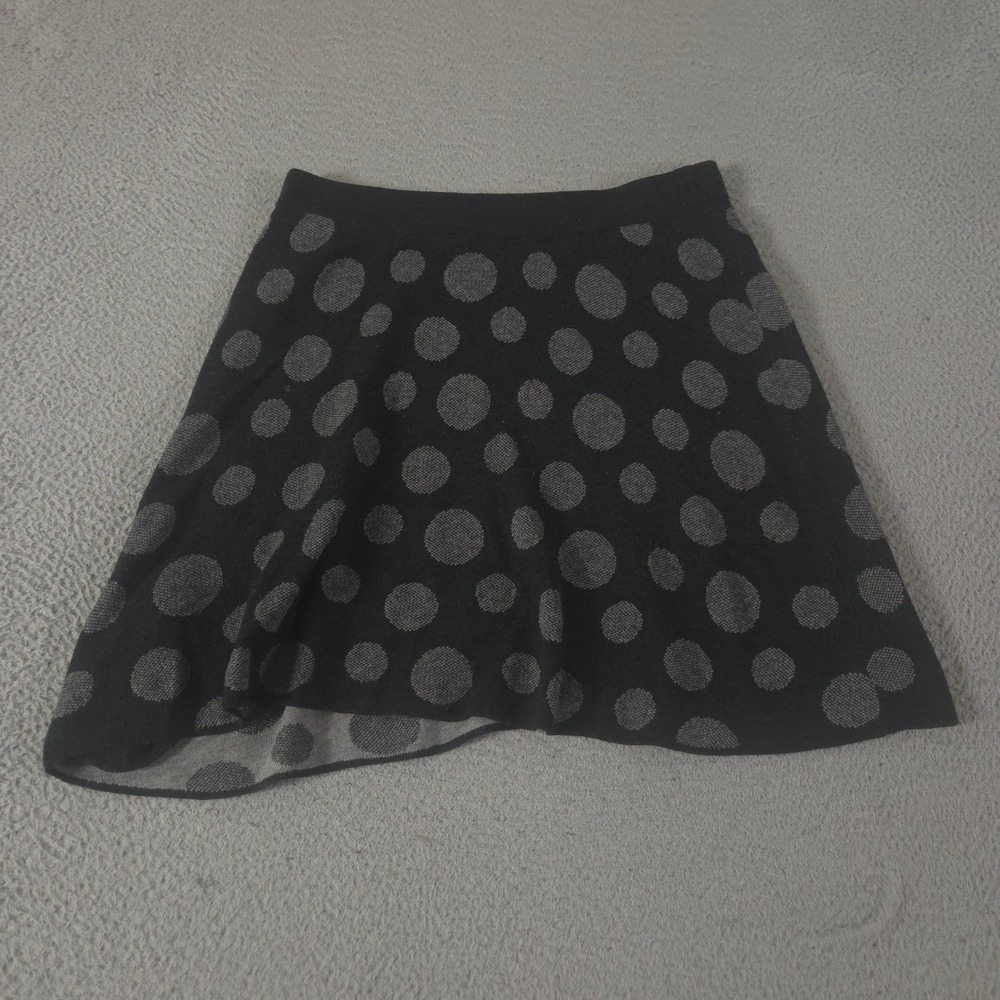 Krimson Klover Skirt Womens Large Black Grey Polka Dot Merino Wool Blend Knit